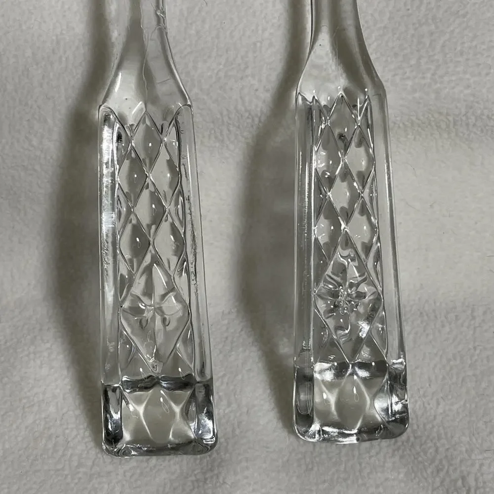 Vintage Anchor Hocking WEXFORD GLASS Fork and Spoon Salad Serving Set 9.75
